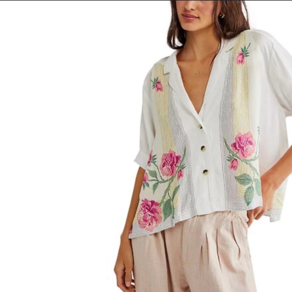 Free People Big Blooms Shirt, Small.